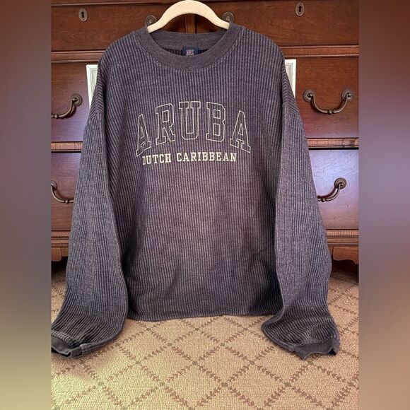 MV Sport wide waled distressed gray corduroy long sleeve pullover Aruba NWOT L - Picture 1 of 10